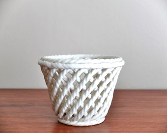 Vintage twisted ceramic planter - 50s 1950s mid century