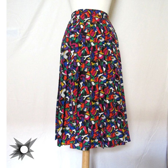 Vintage 1980's Colorful Graphic Abstract Printed Midi