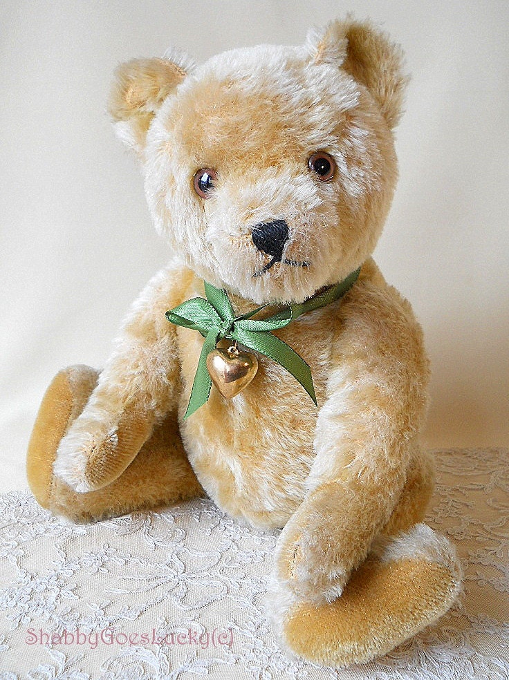 Hermann teddy bear vintage 1980s jointed yellow mohair bear