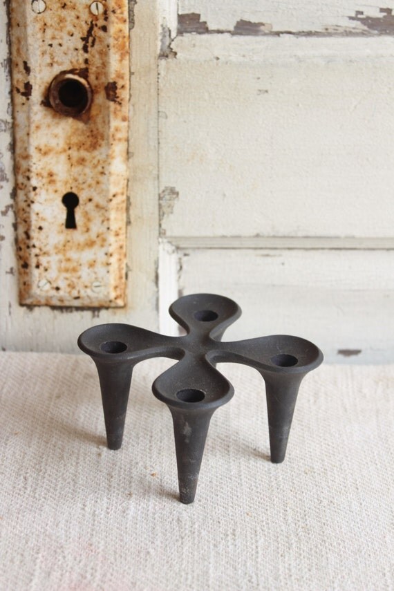 Vintage Dansk Cast Iron Taper Candle Holder IHQ Denmark