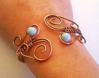 Bracelet Wire Wrapped Copper Jewelry Handmade Bracelet Hammered Copper Wire Wrap Bracelet