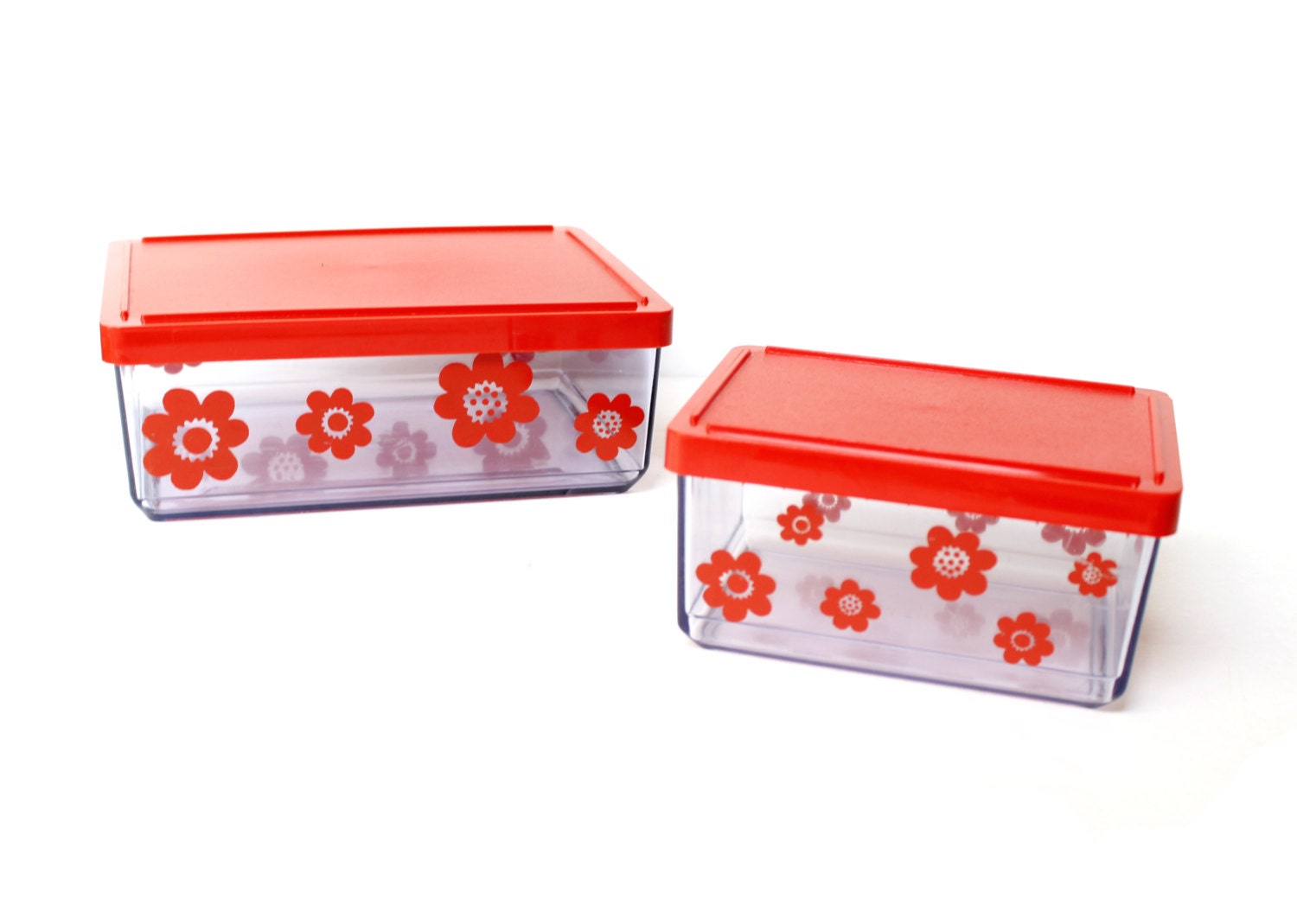 2 Erik Kold Plast Red Plastic Storage Boxes by ModernisticVintage