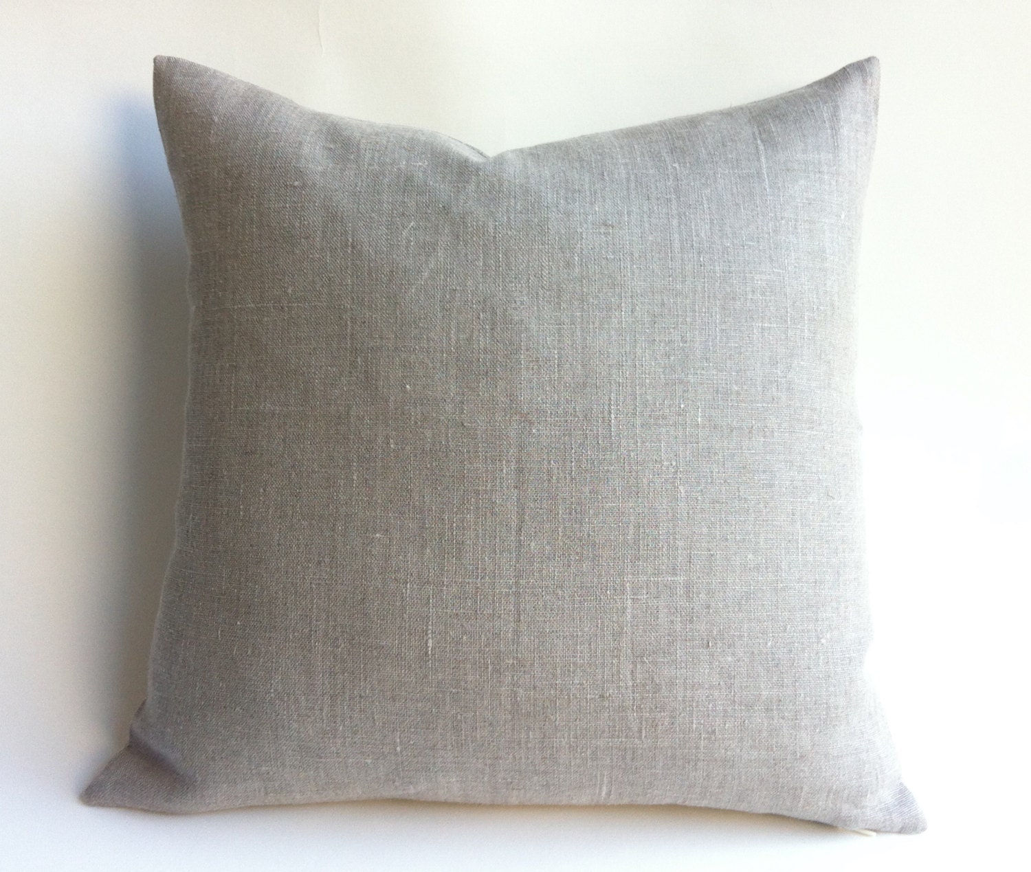 One Rustic Grey Beige European Linen Decorative Zipper Pillow