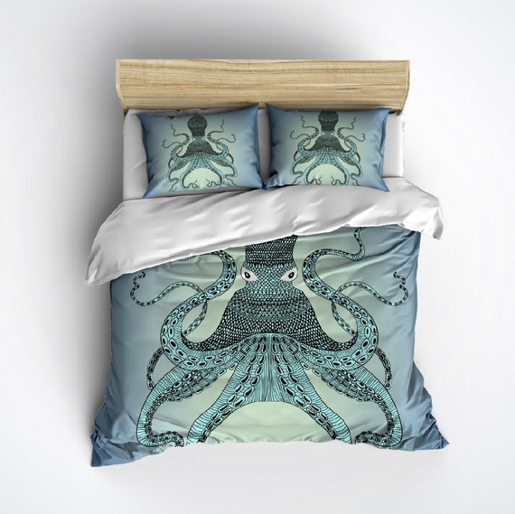 Fleece Octopus Bedding Full Octopus Design Duvet by InkandRags