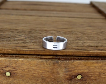 Equality Ring - Gay Pride - Aluminum Adjustable Ring