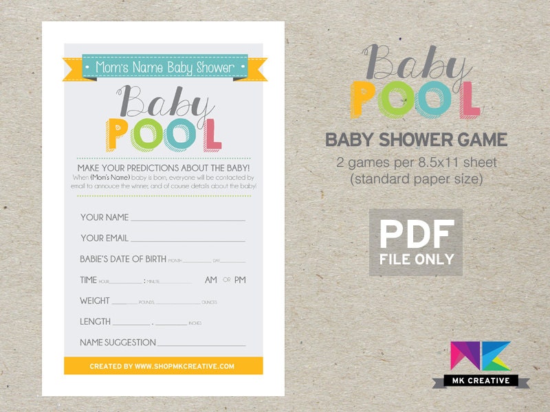 Baby Pool / Baby Shower Pool / Baby Shower Game by shopMKCreative