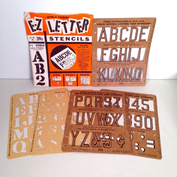 Items similar to vintage stencils alphabet letter number stencils