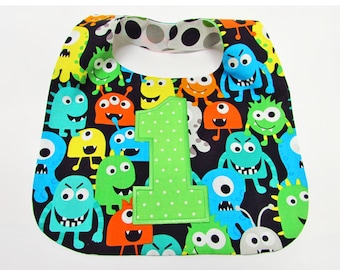 First Birthday Bib Cake Smash bib Baby Boy Bib Little Monsters Bib 1st Birthday Photo Bib