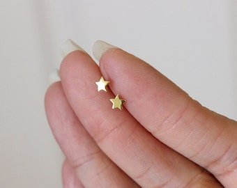 Tiny Black Gold Vermeil Star Stud Earrings, Star Earrings, tiny gold earrings, tiny stud earrings, tiny studs, simple, minimalist, children