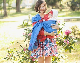 Baby ring sling - Baby Carrier - Card as a gift - blue