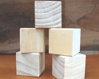 Wooden block craft blanks - set of 3, 5 or 12 blocks - 4cm (1.57 INCH) solid wooden blocks - DIY - wooden craft supply