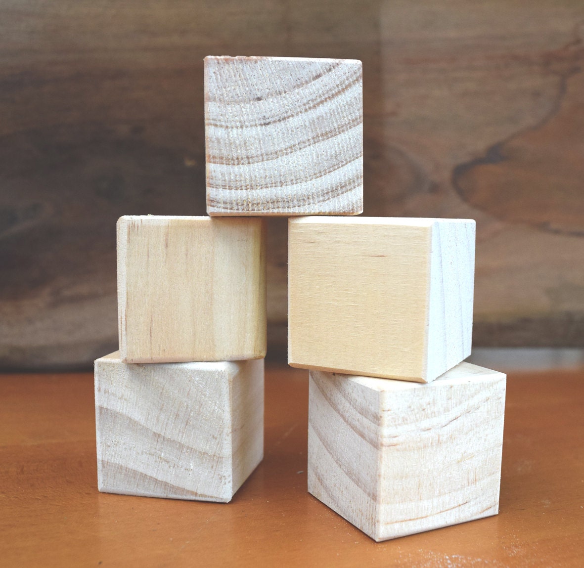 Wooden block craft blanks set of 3 5 or 12 blocks 4cm