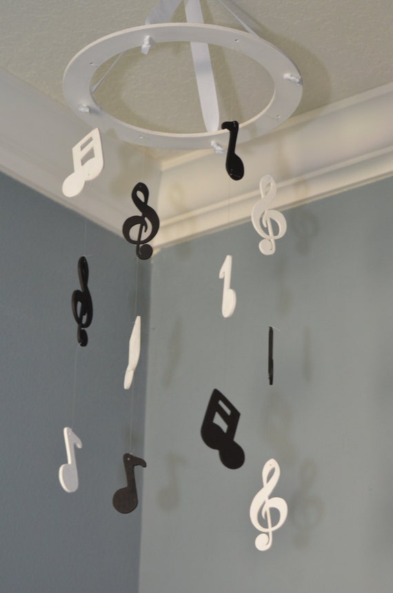 Music Note Nursery Mobile Musical Baby by FlutterBunnyBoutique