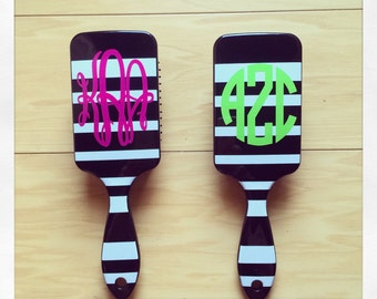 Personalized Hair Brush {Black & White stripe}