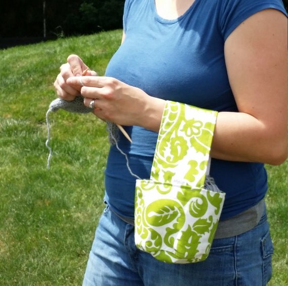 Yarn Bag Knitting Wristlet Knitter's gift by LittleFoxCreates