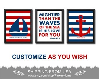 baptism gift girl, baptism gift boy, bible verse nautical, personalized christian nursery baptism, personalized godchild gifts, bible quotes