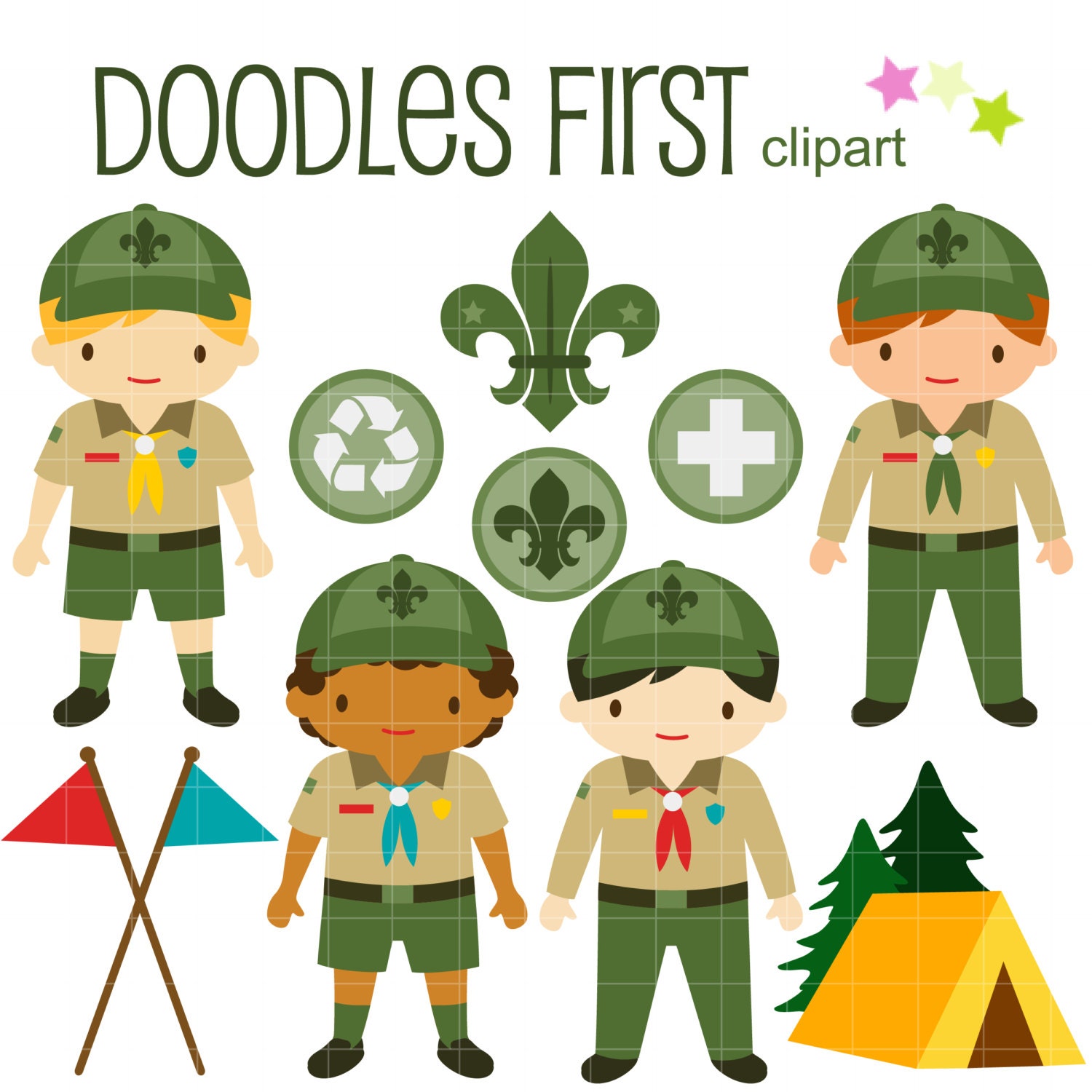 Junior Boy Scouts Clip Art for Scrapbooking Card Making