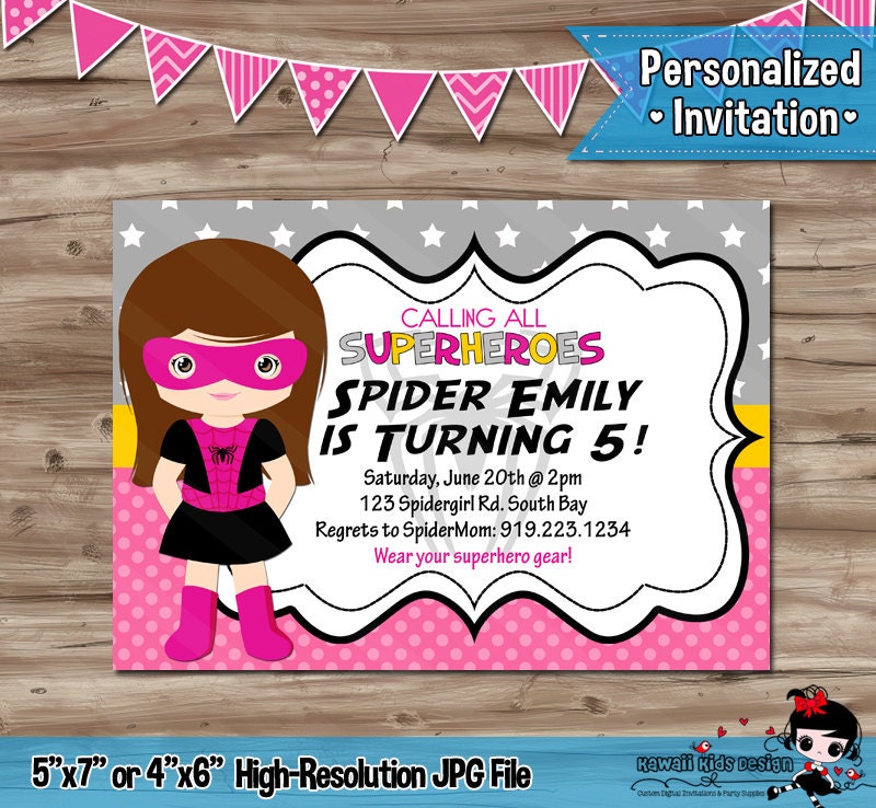 Spider Girl Invitations 1