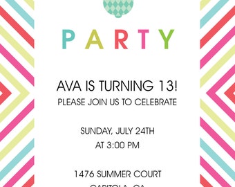 Pineapple and Bright Graphics Party Invitation