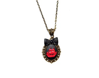Vintage Ship Cameo Necklace - Vintage Victorian