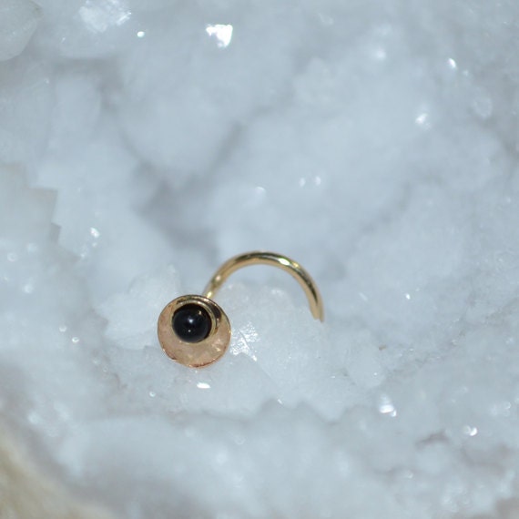 2mm Onyx Nose Stud 18g - Gold Nose Ring - Tragus Earring Stud - Helix Stud - Cartilage Stud - Tragus Stud - Nose Screw 18g