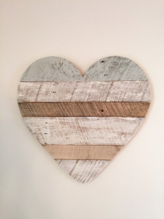 Reclaimed Wood Heart Blue White Natural Rustic by CleverGoose