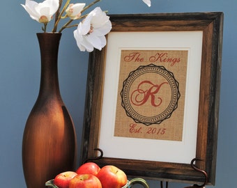 Burlap Wedding Gift Wedding Gift Last Name b