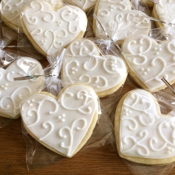 Items similar to Pretty Heart Wedding Sugar Cookies on Etsy