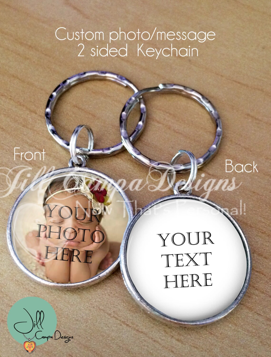 Custom Message Custom photo keychain Your quote on a
