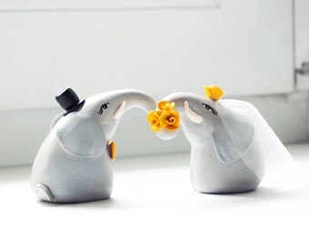 Wedding Cake Topper, Elephant Cake Topper, Love Elephants