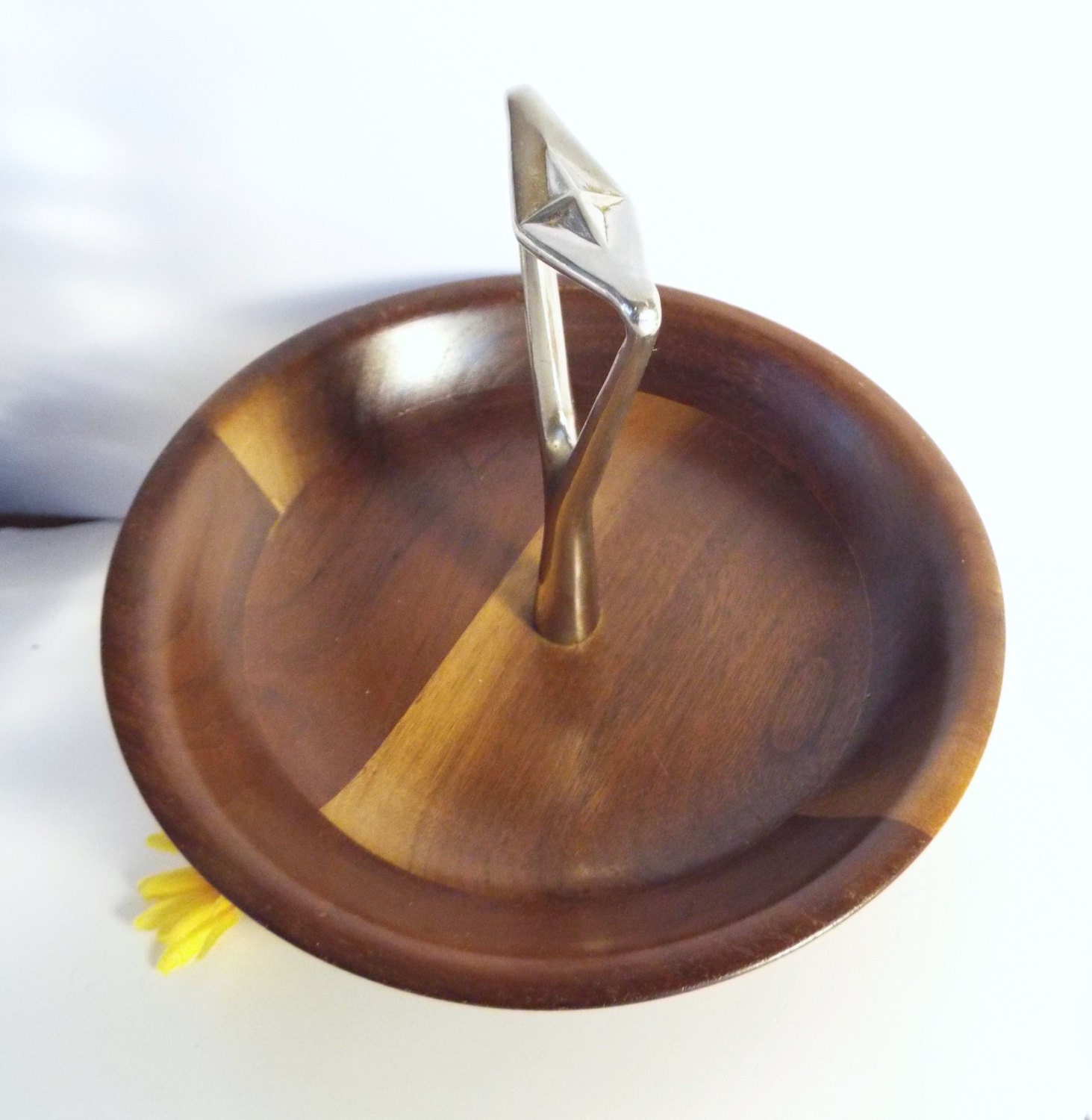 Vintage Mid Century Walnut Candy/Nut Serving Bowl w by JJsBottega