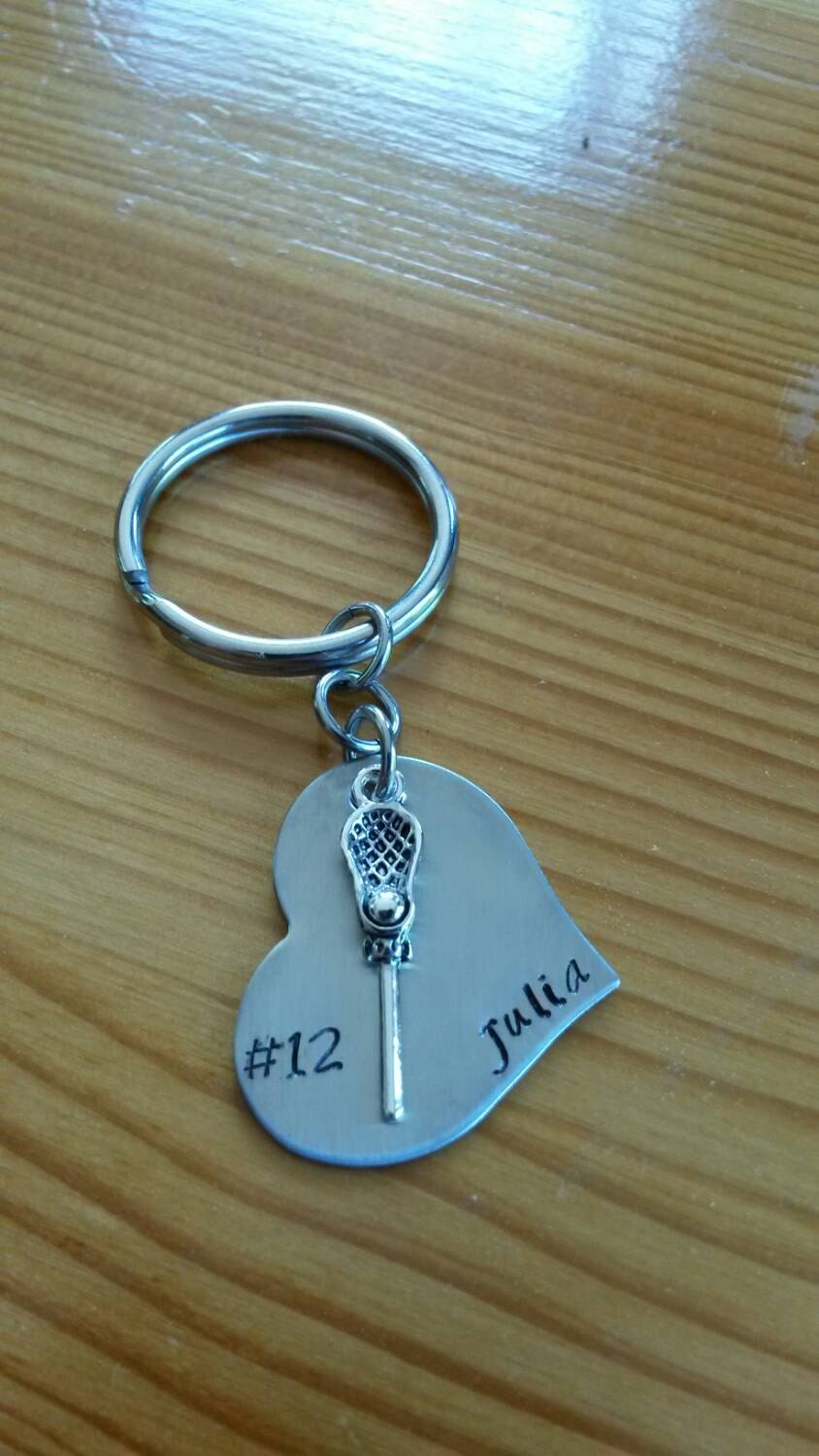 Hand Stamped Lacrosse Keychain Lacrosse Mom by BlackWolfDesigns21