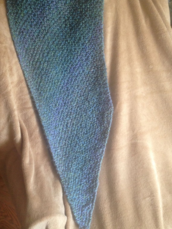 Hand knit V shaped shawl