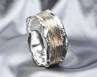 Statement bracelet - wide silver bangle - 925 sterling silver bracelet