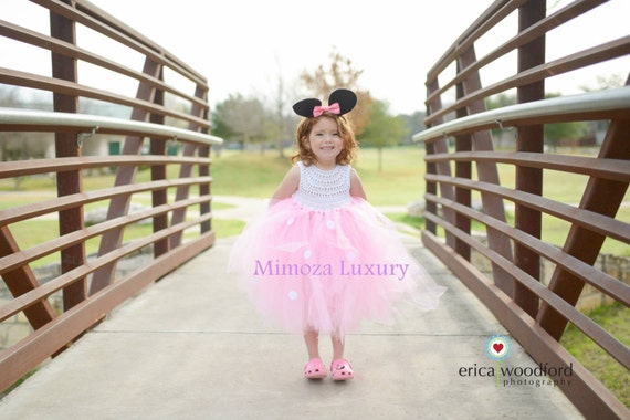 Minnie mouse dress minnie mouse birthday dress Flower girl dress pink tutu dress mickey mouse princess dress pink crochet top tulle dress