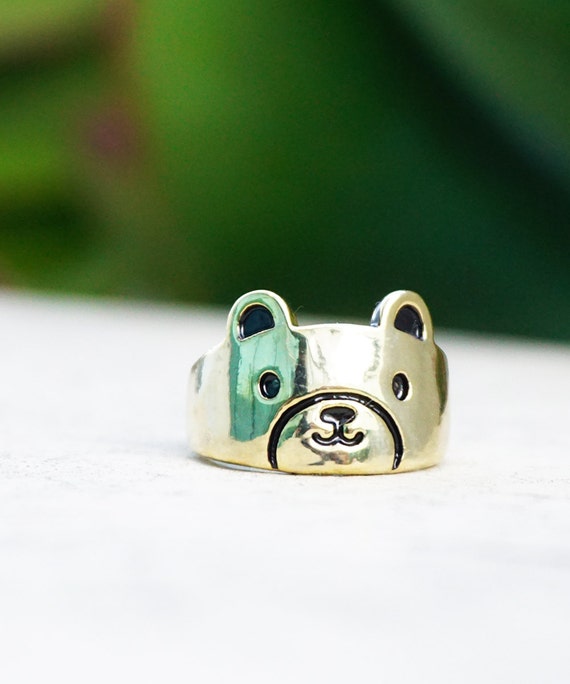 Cute Little Gold Tone Bear Animal Ring Teddy by ShopBaublesNGems