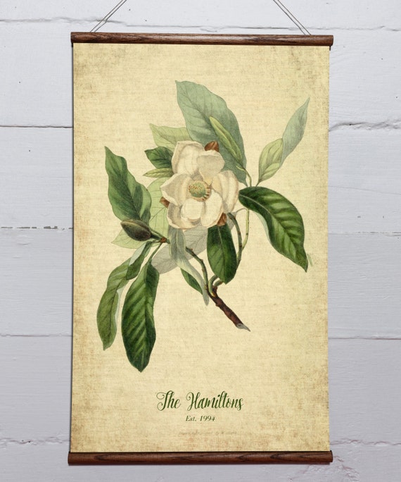 Vintage Floral Canvas Scroll-Personalized Wall by BirdRowPrints