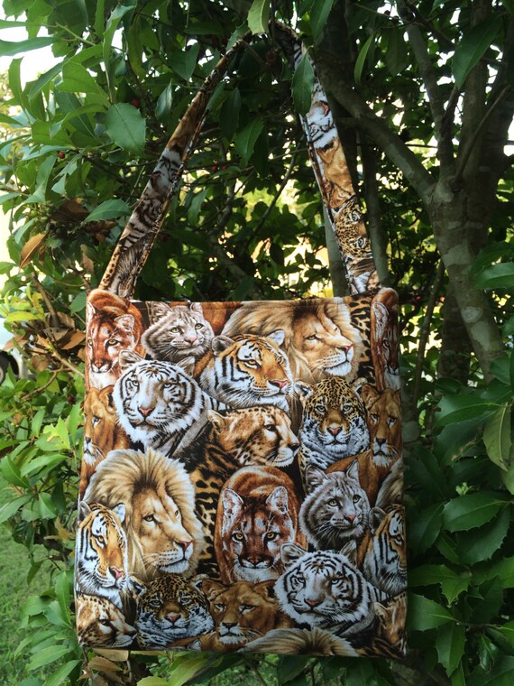 Lions Jaguars Tigers Fabric Purse Handbag Shoulder Bag
