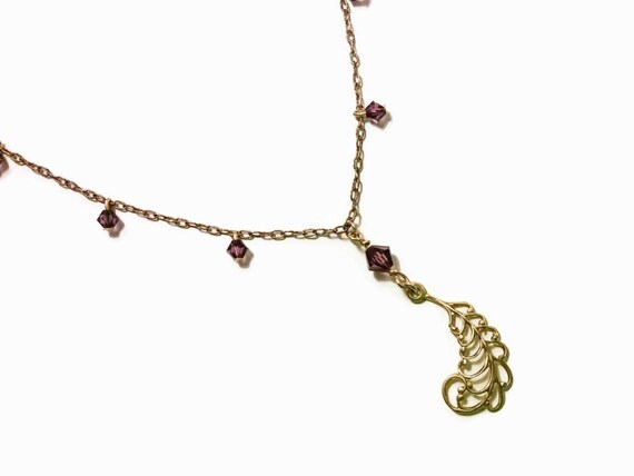 Amethyst Necklace Made With Swarovski Elements by JewelryFX