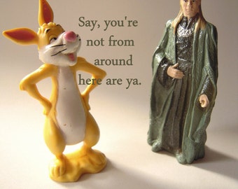 Rabbit friend of Winnie the Pooh Rabbit pvc toy, cute rabbit,1990's toy, cake topper, Disney toy rabbit,nursery decor, yellow rabbit, funny.