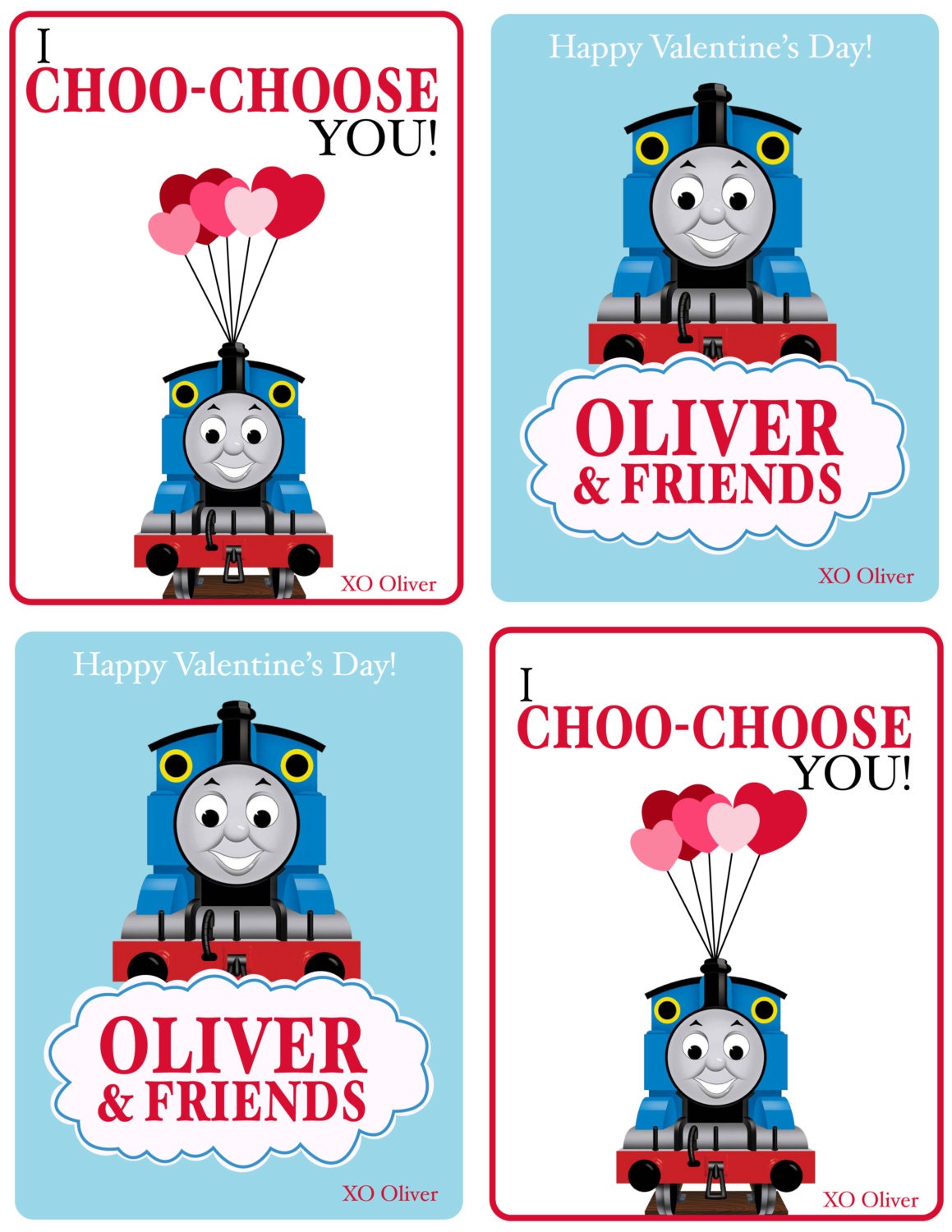 Thomas the Train Custom Valentine's Day Card PRINTABLE1159 x 1500