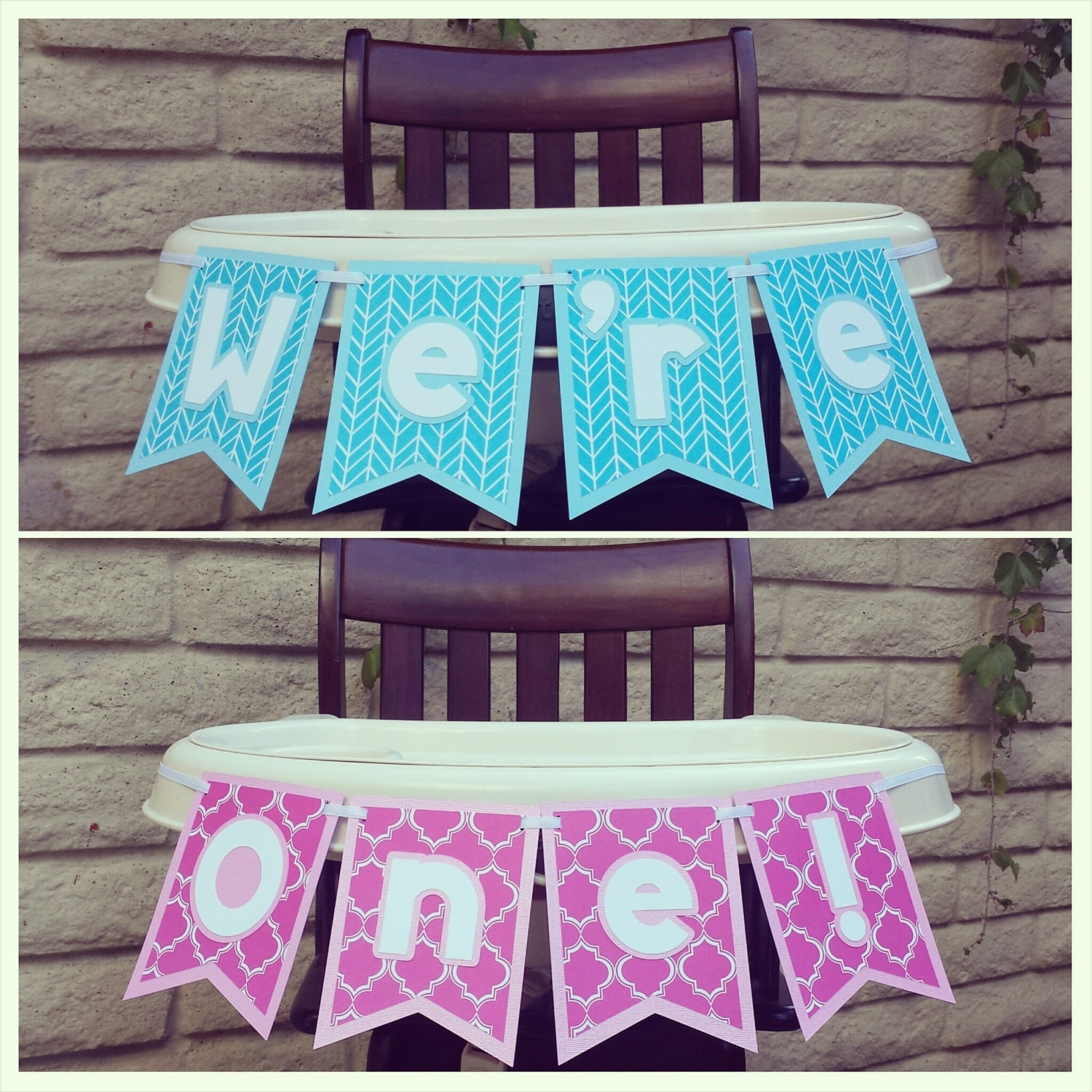 First Birthday Banner High Chair Banner Twins by ...