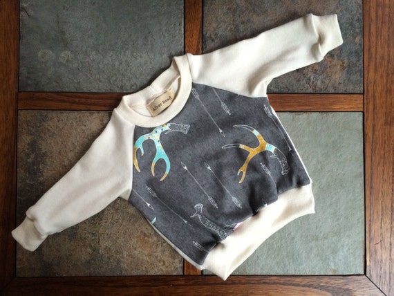 Organic Baby Raglan Sweatshirt - Golden Antlers