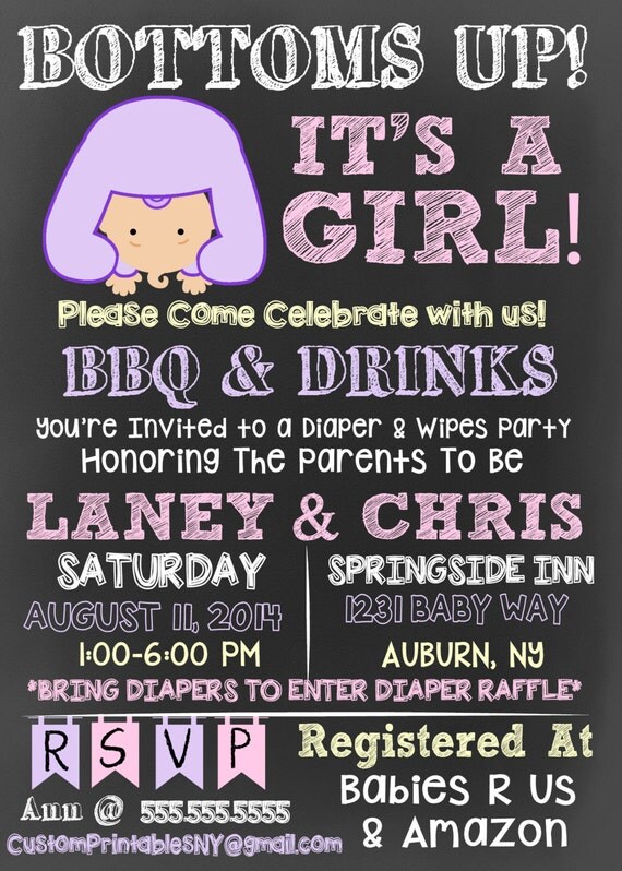 Bottoms Up Baby Shower invitation bottoms up by ... Bottoms Up Baby Shower invitation bottoms up by ...