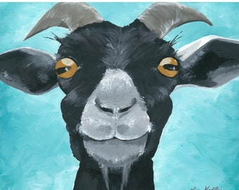 Goat art, goat decor. Goat print from original goat painting