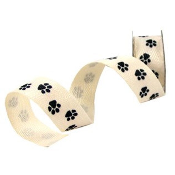 Ribbon Dog Paw Print twill ribbon 5/8 6ft by SAVVYCOUNTRYDESIGNS