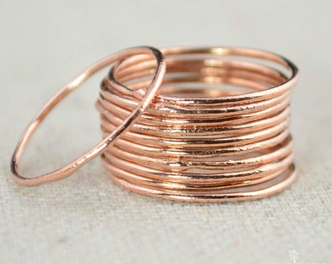 Thin Round Copper Stacking Ring(s), Pure Copper, Copper Stacking Ring, Copper Jewelry, Dainty Copper Ring, Copper boho Ring, arthritis ring