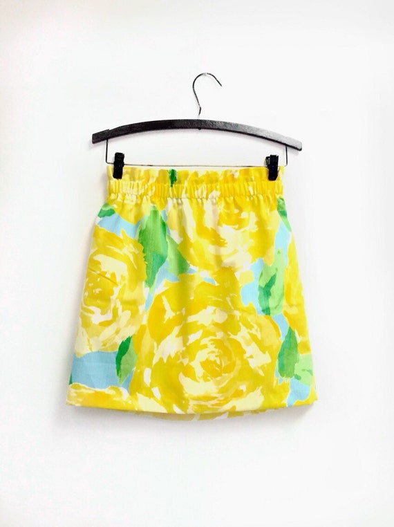 Lilly Pulitzer Yellow First Impressions Gathered Elastic Skirt