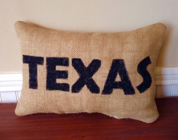 TEXAS Decorative Burlap Pillow by TexasPeachBoutique on Etsy