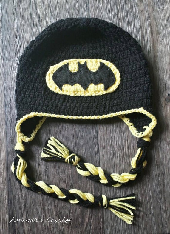 Crochet Batman Hat Toddler Baby Child Adult